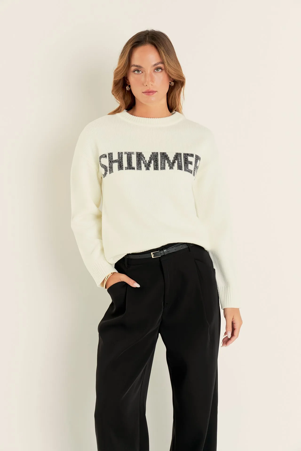 English Factory - Holiday Sequins Lettering Sweater