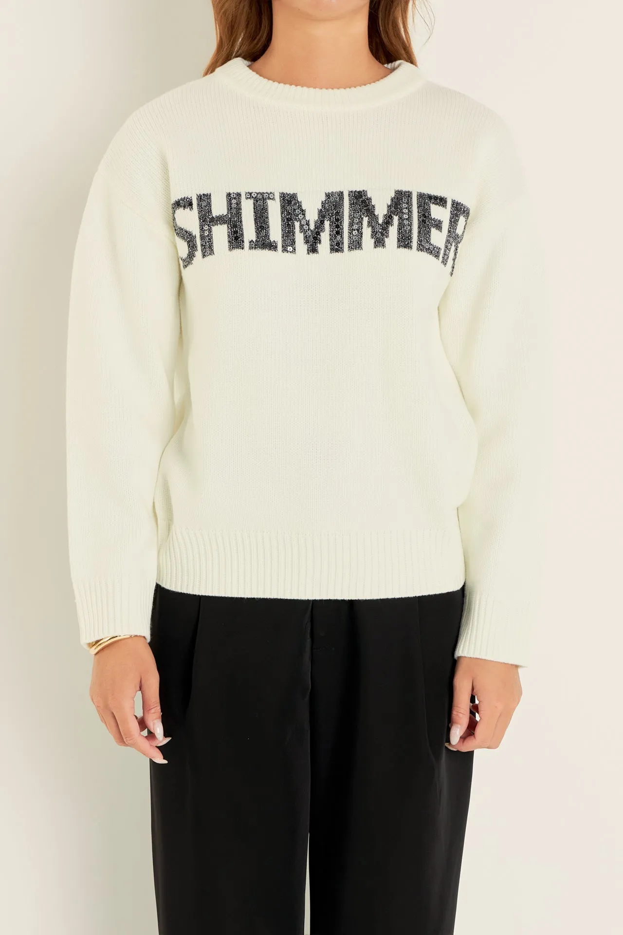 English Factory - Holiday Sequins Lettering Sweater