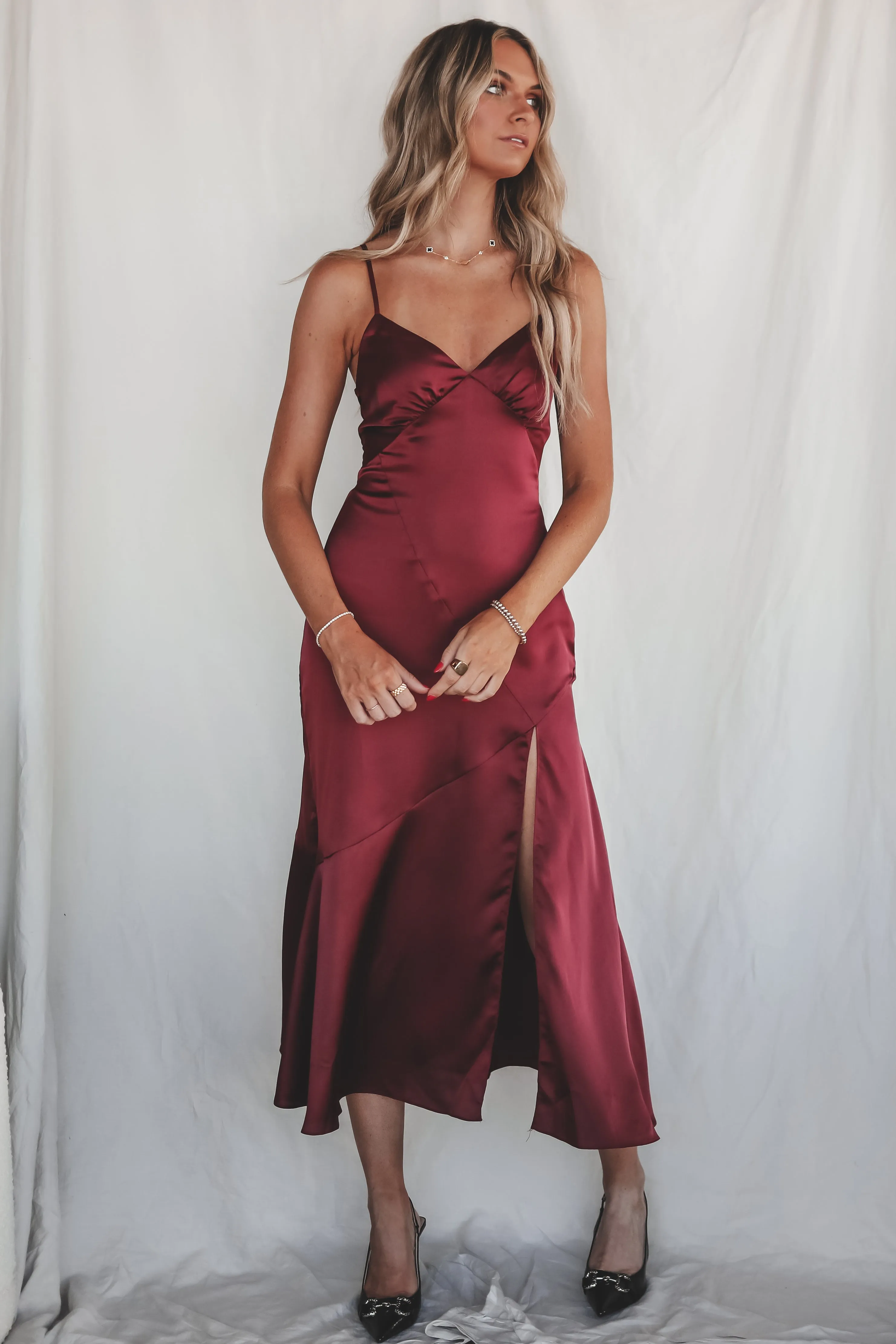 Extra Special Plus One Satin Maxi Dress