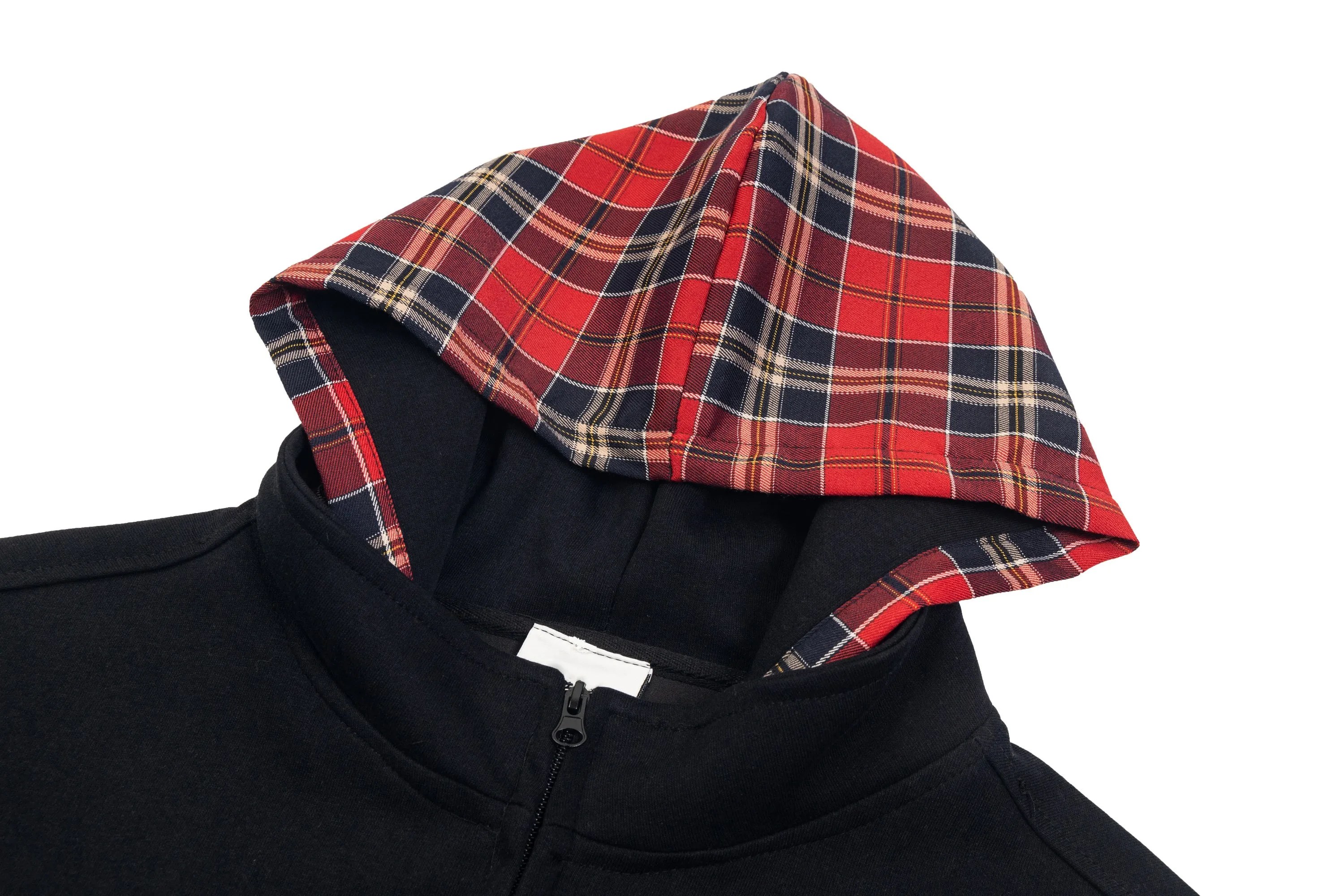 Faire Echo plaid panel cropped Hoodie