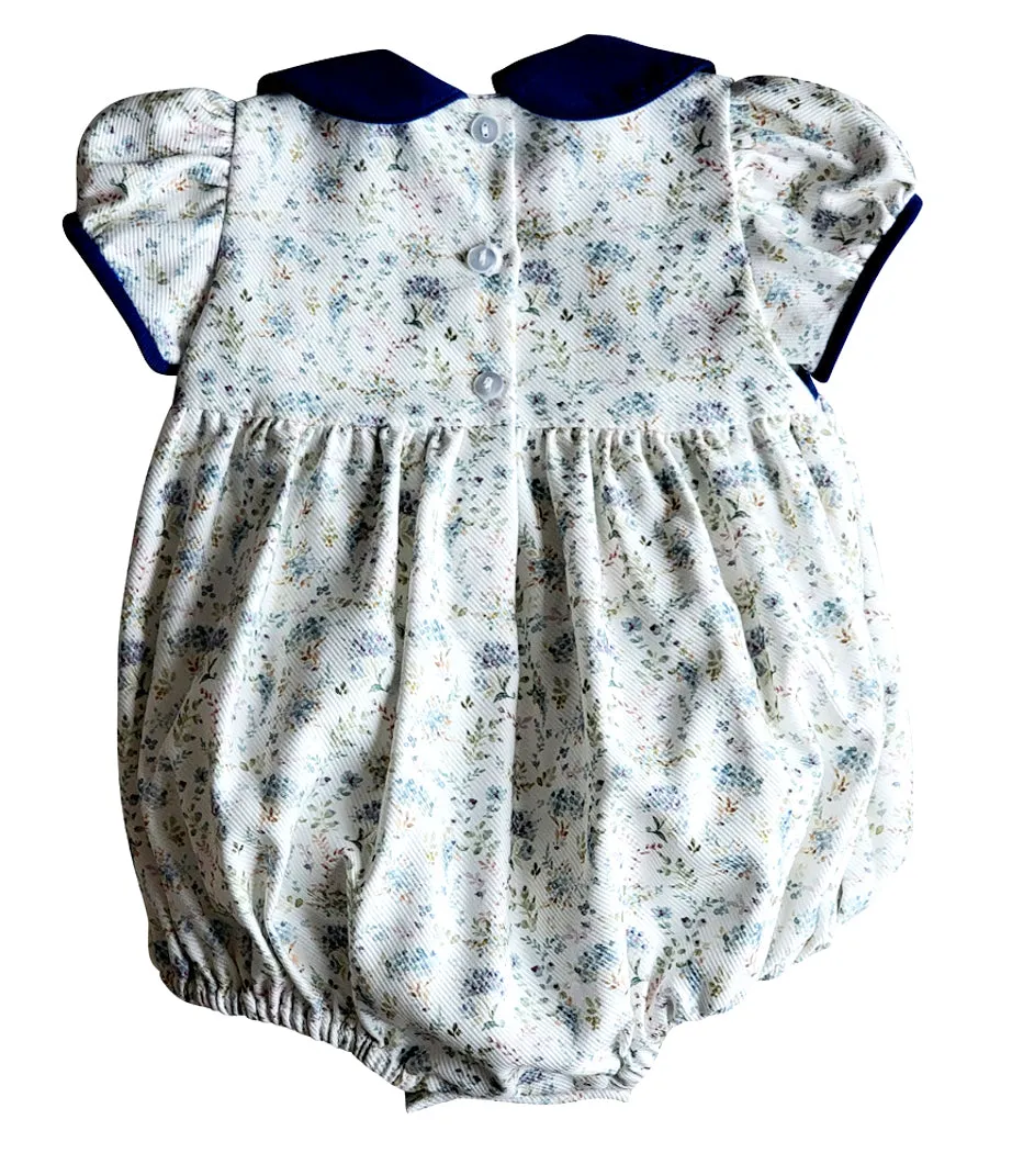 Fall Blue Floral with corduroy Girl's Fall Bubble