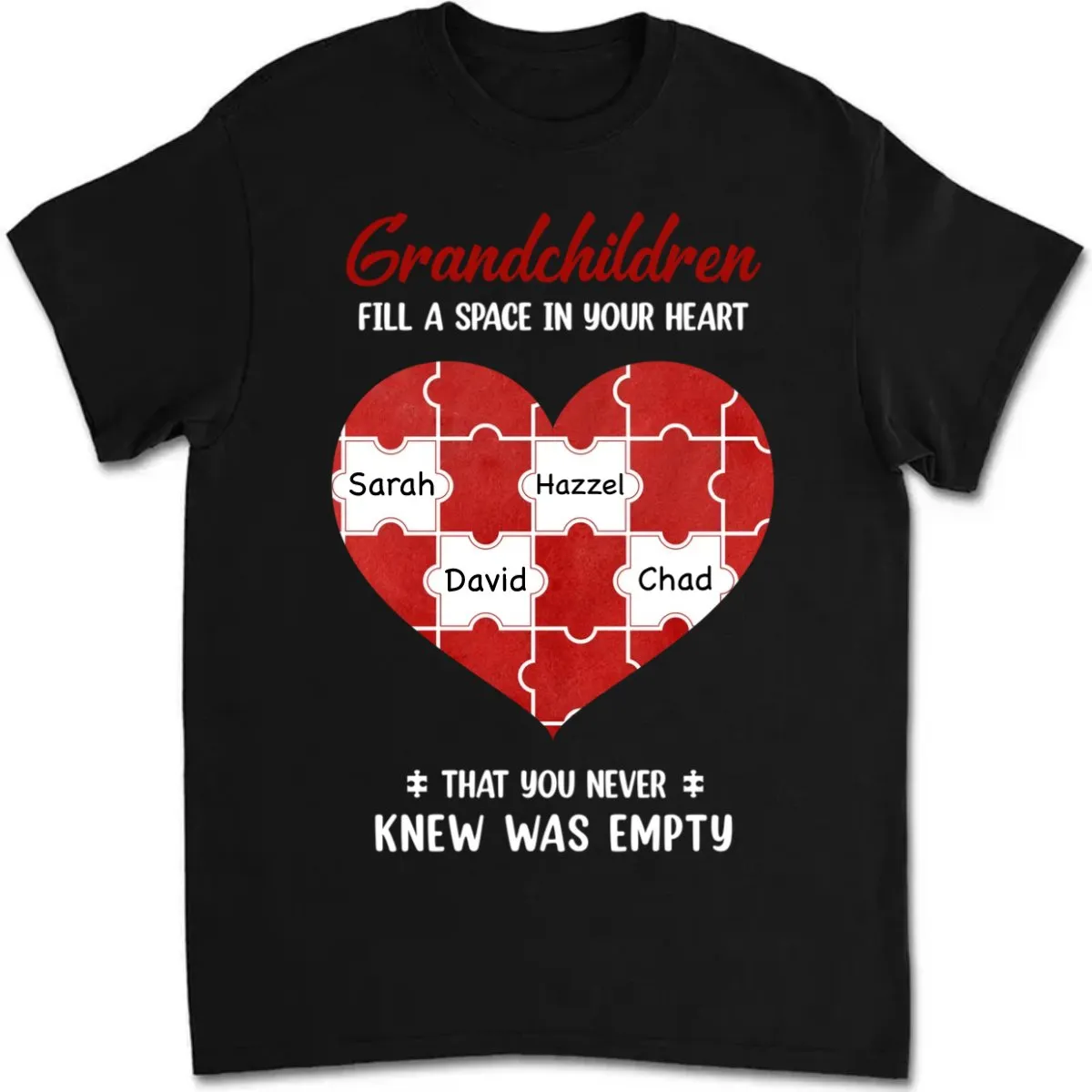 Family - Grandchildren Fill Spaces In Grandma Heart - Personalized T-Shirt