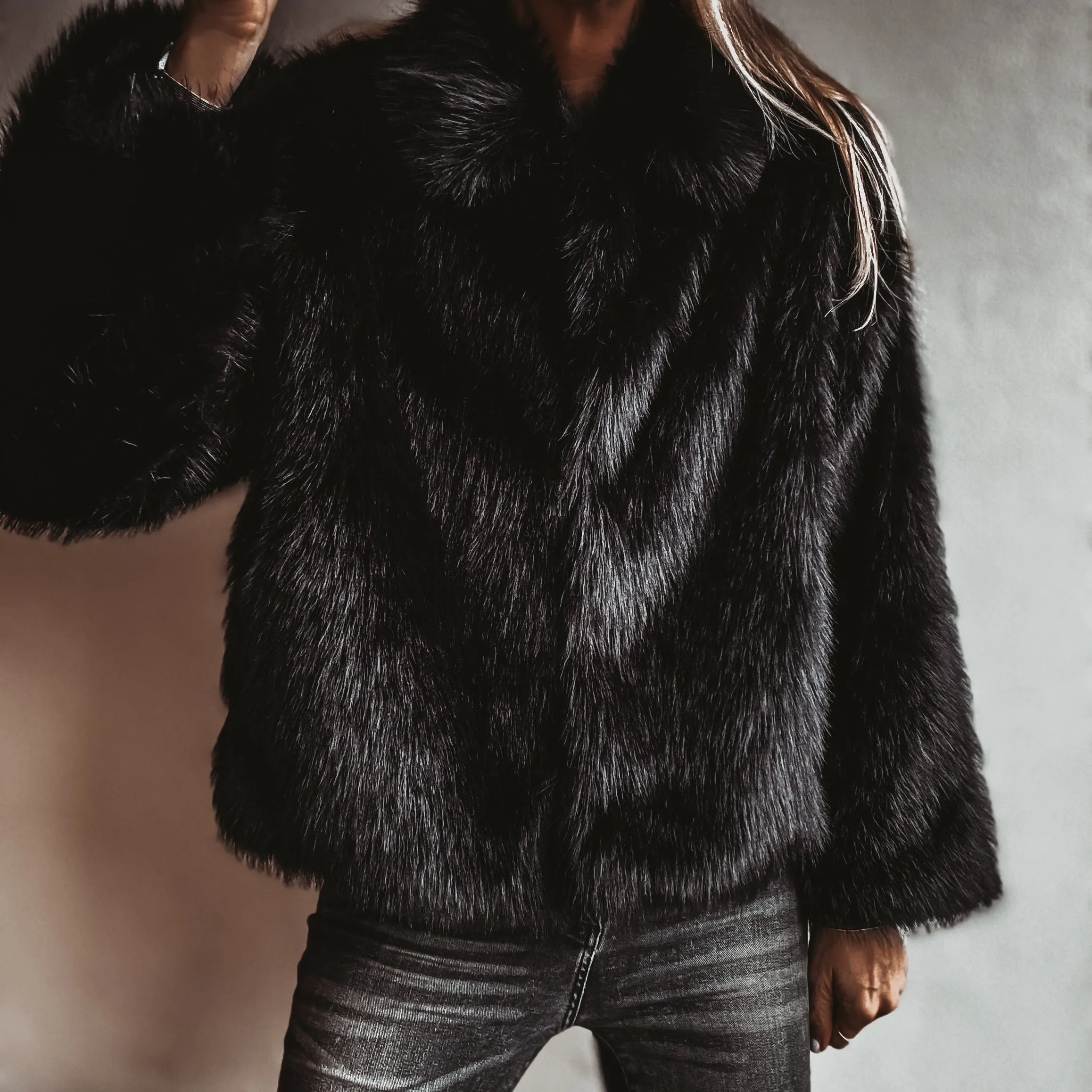 Faux fur BLACK jacket *NEW*