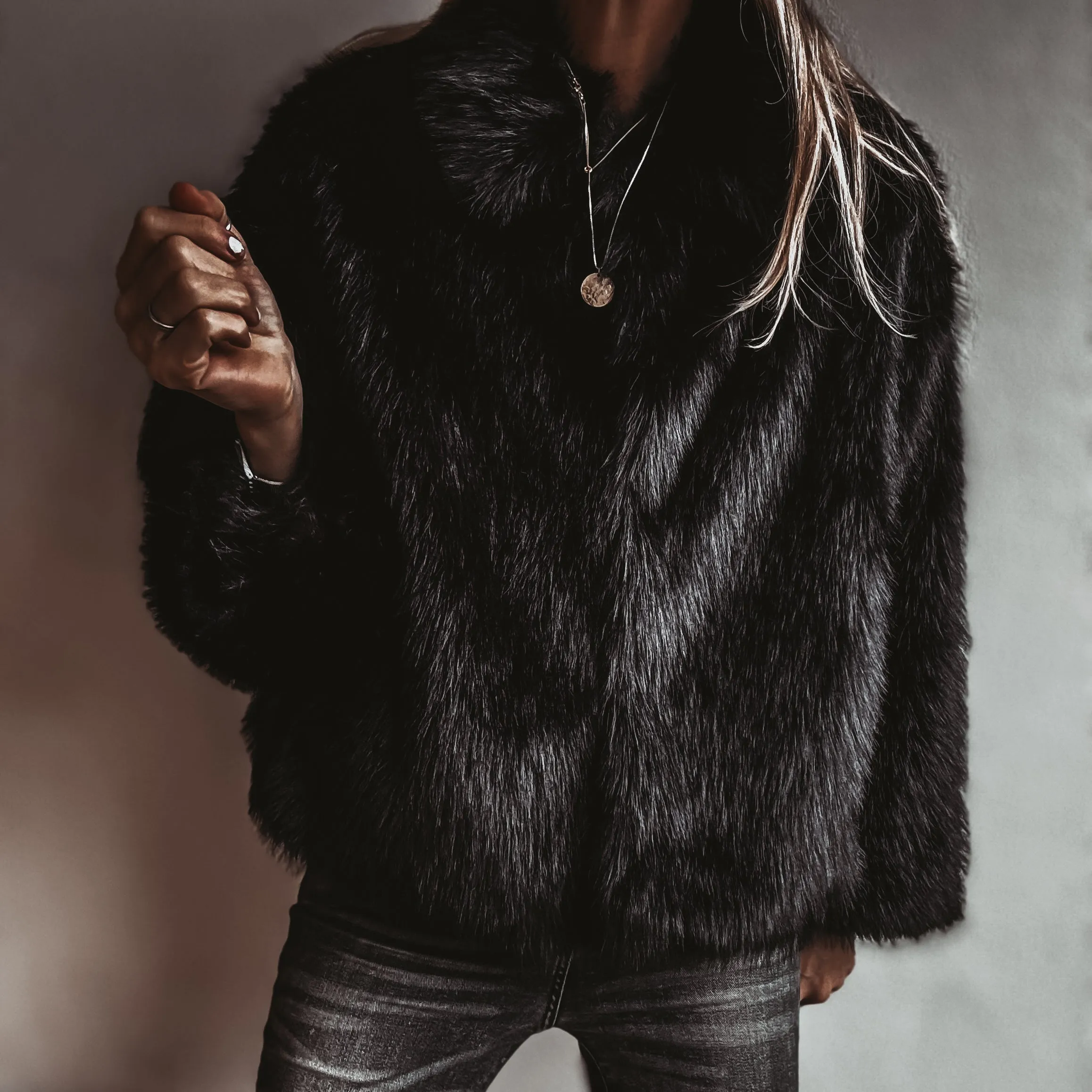 Faux fur BLACK jacket *NEW*