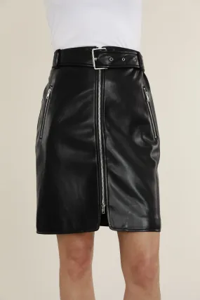 Faux Leather Zipper Skirt