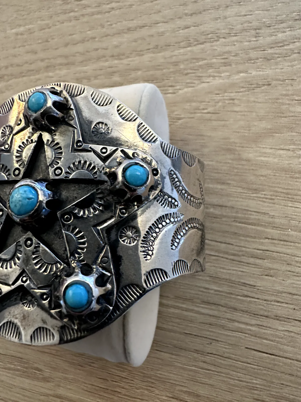 Federico Jimenez Oaxaca Silver & Turquoise Star of Texas Cuff