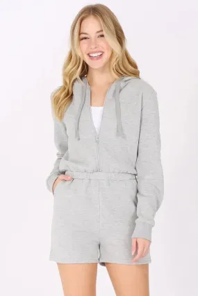 FLEECE ZIP UP HOODIE ROMPER