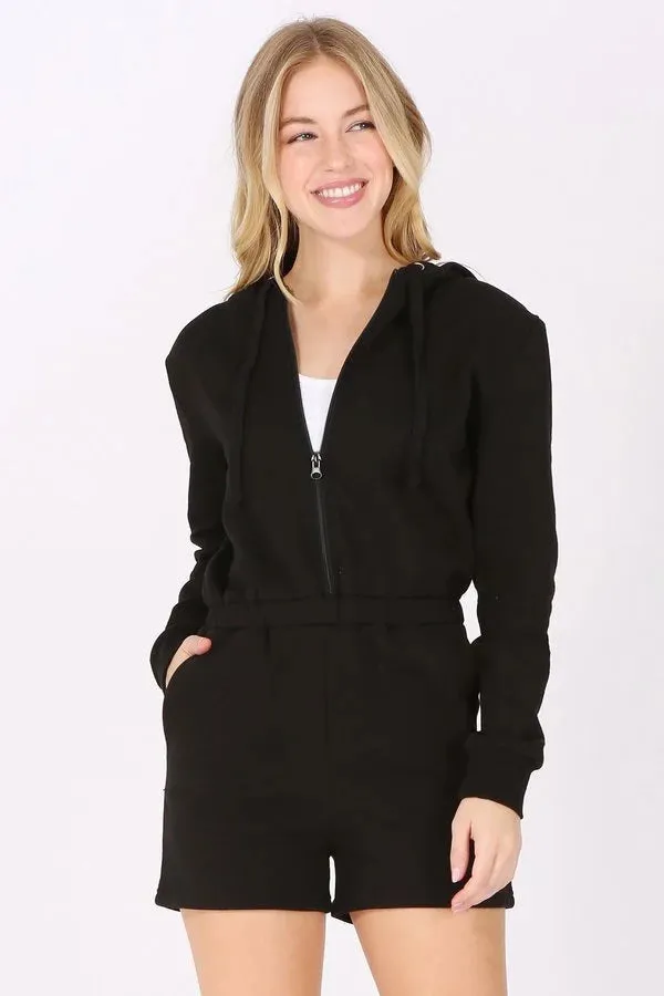 FLEECE ZIP UP HOODIE ROMPER