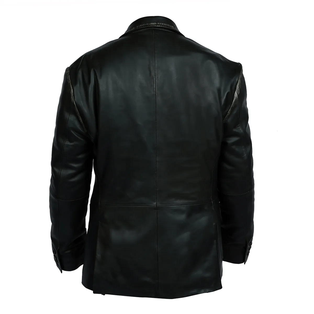 Formal Blazer Button Style Black Leather Jacket for Men