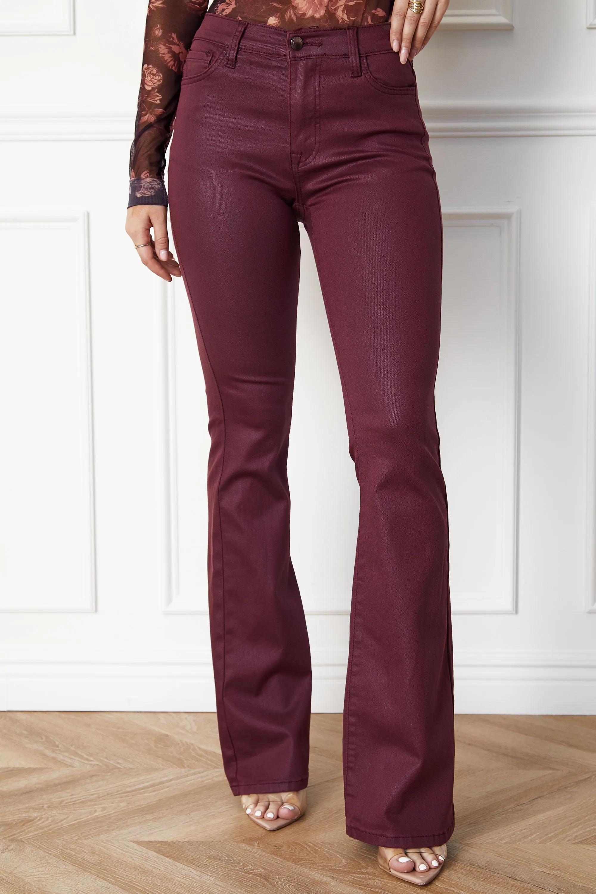 Fran Burgundy Vegan Leather Pants