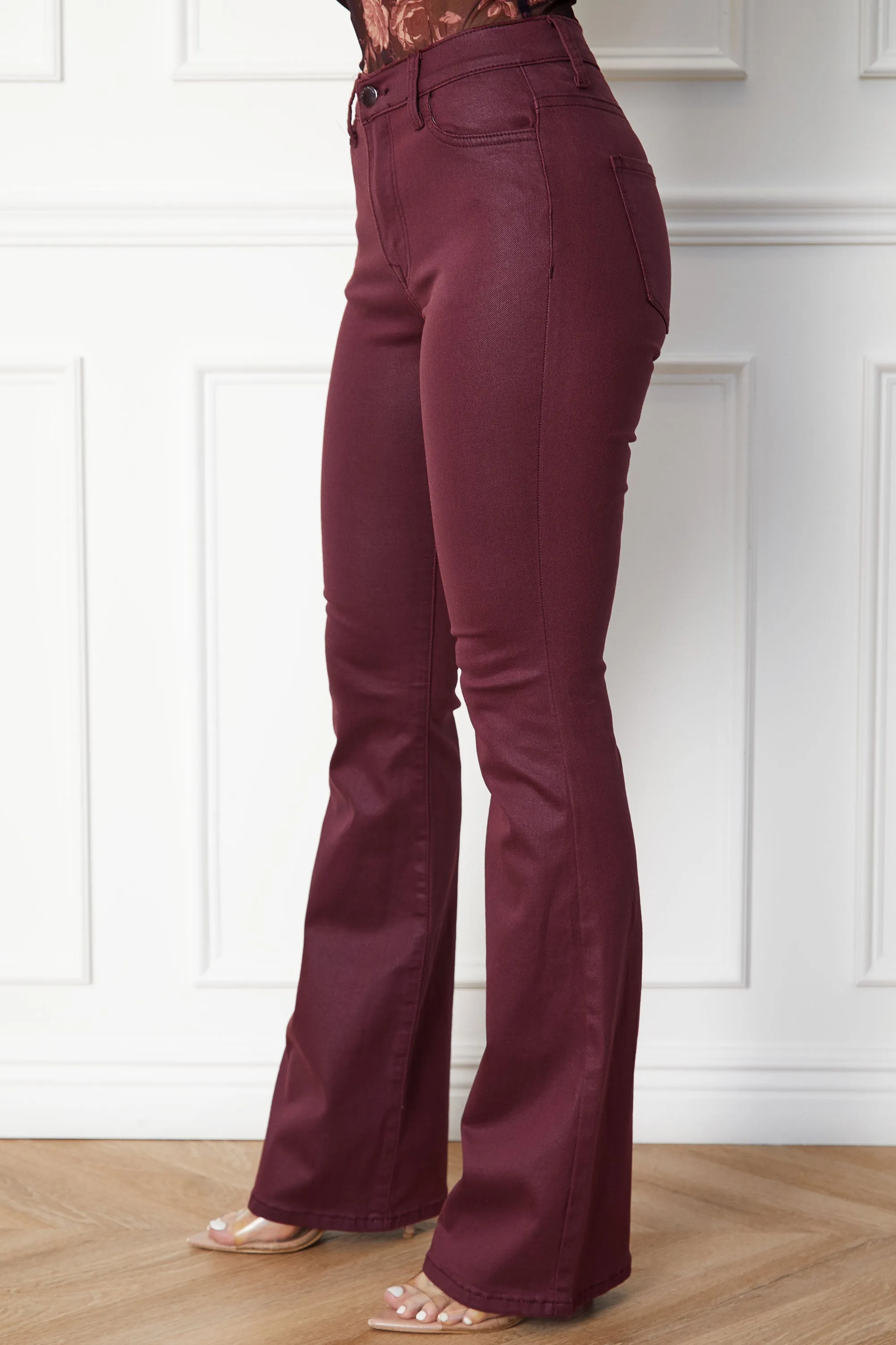 Fran Burgundy Vegan Leather Pants