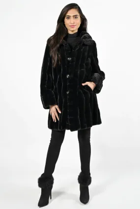 Frank Lyman #224530U black synthetic fur coat