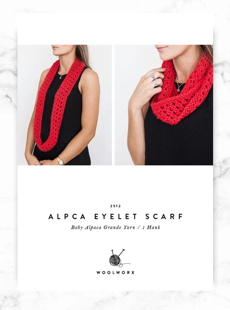 FREE knitting pattern download Eyelet Scarf 2512 - Alpaca Chunky