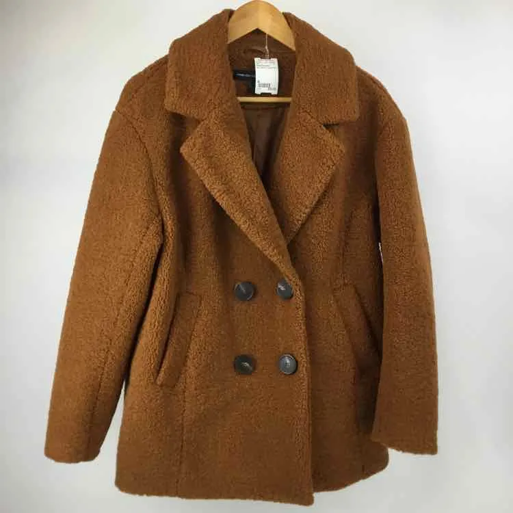 French Connection Size M Clay Faux Fur button front Coat