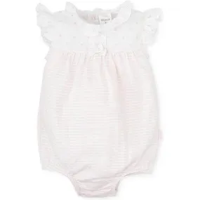 Girls Pink Striped Romper