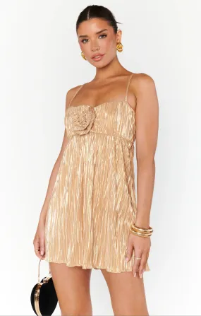 GNO Pleated Gold Dress