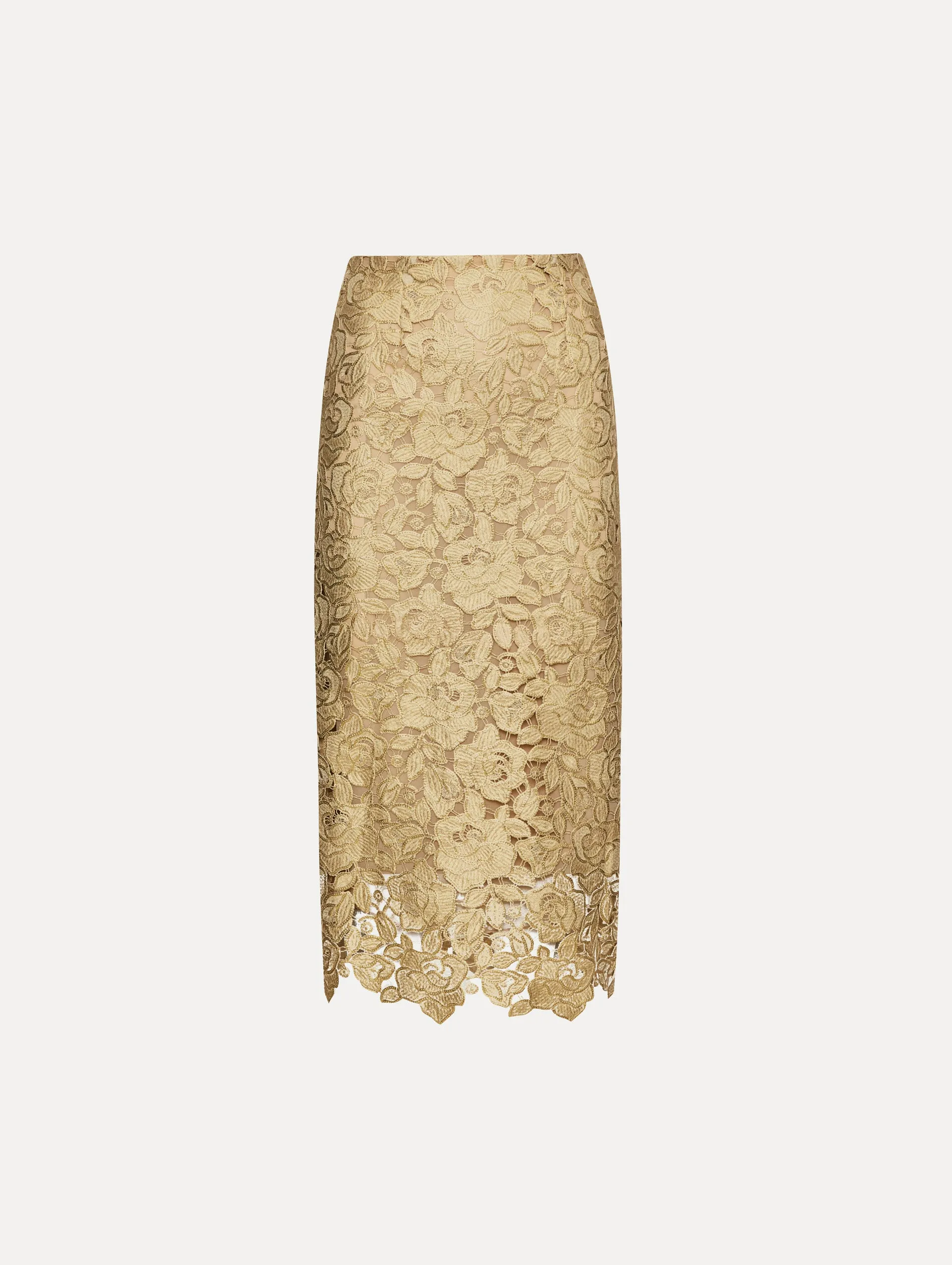 Gold Foil Rose Guipure Skirt