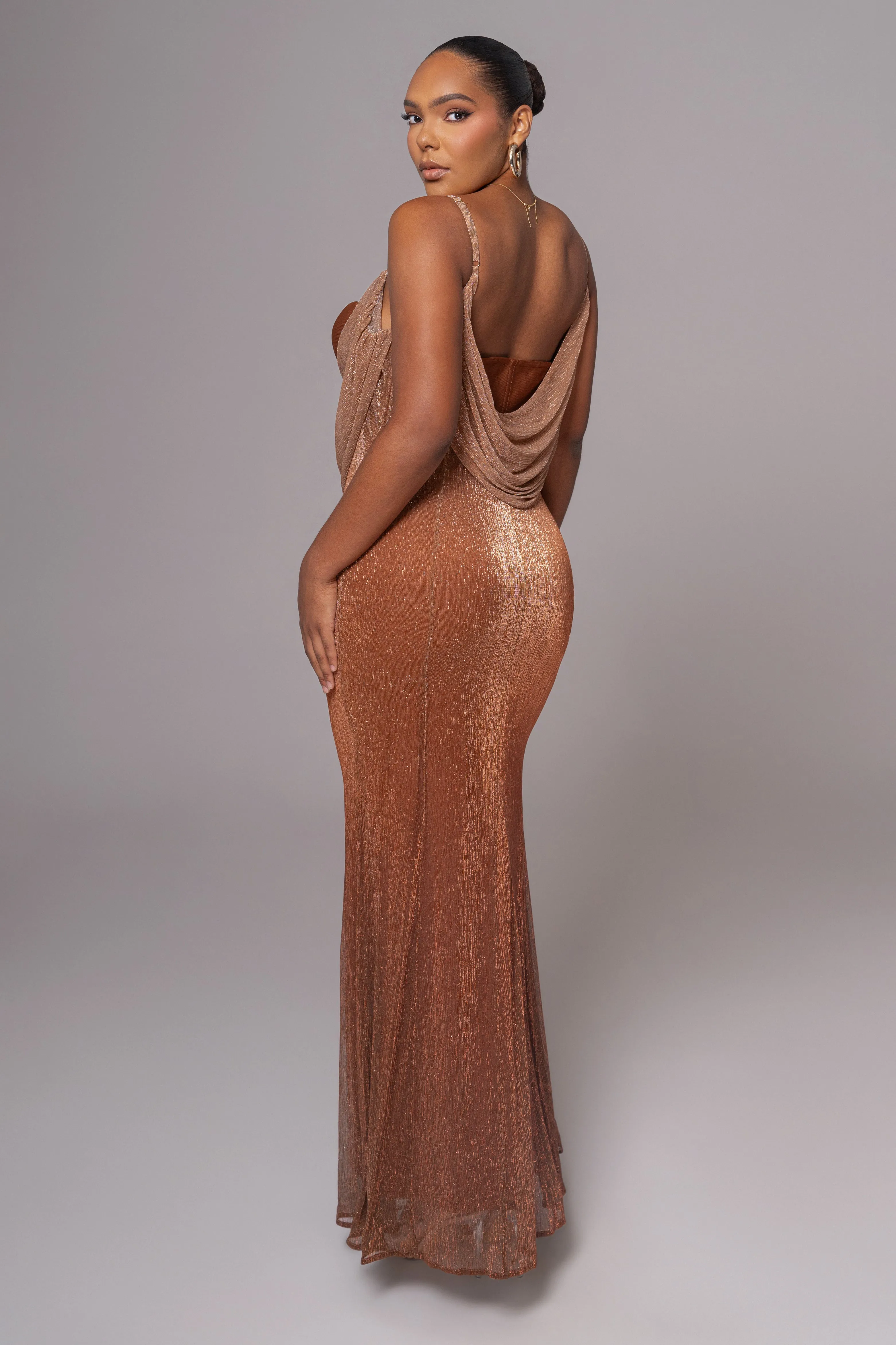 Gold Shimmery Nights Maxi Dress