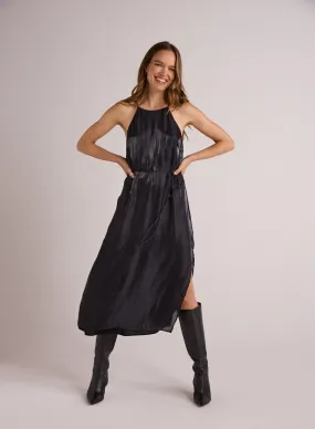 Halter Neck Slip Dress - Black Shimmer