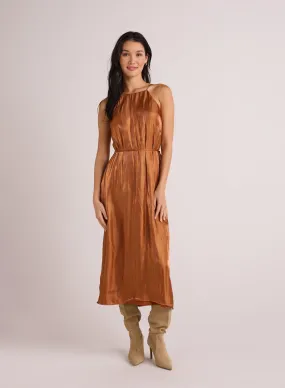 Halter Neck Slip Dress - Ember Glow Shimmer