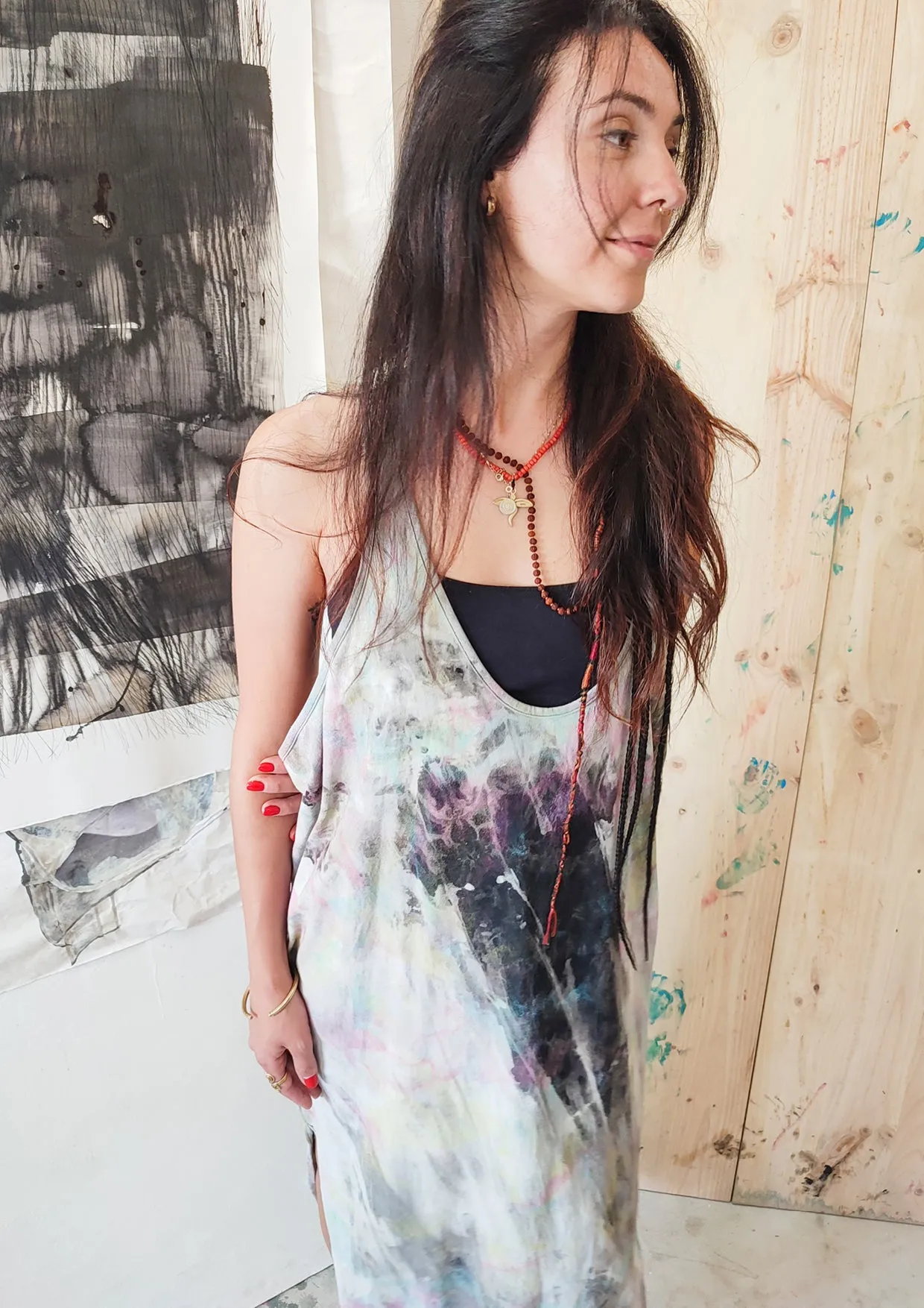 HANDPAINTED TANK DRESS - black painted