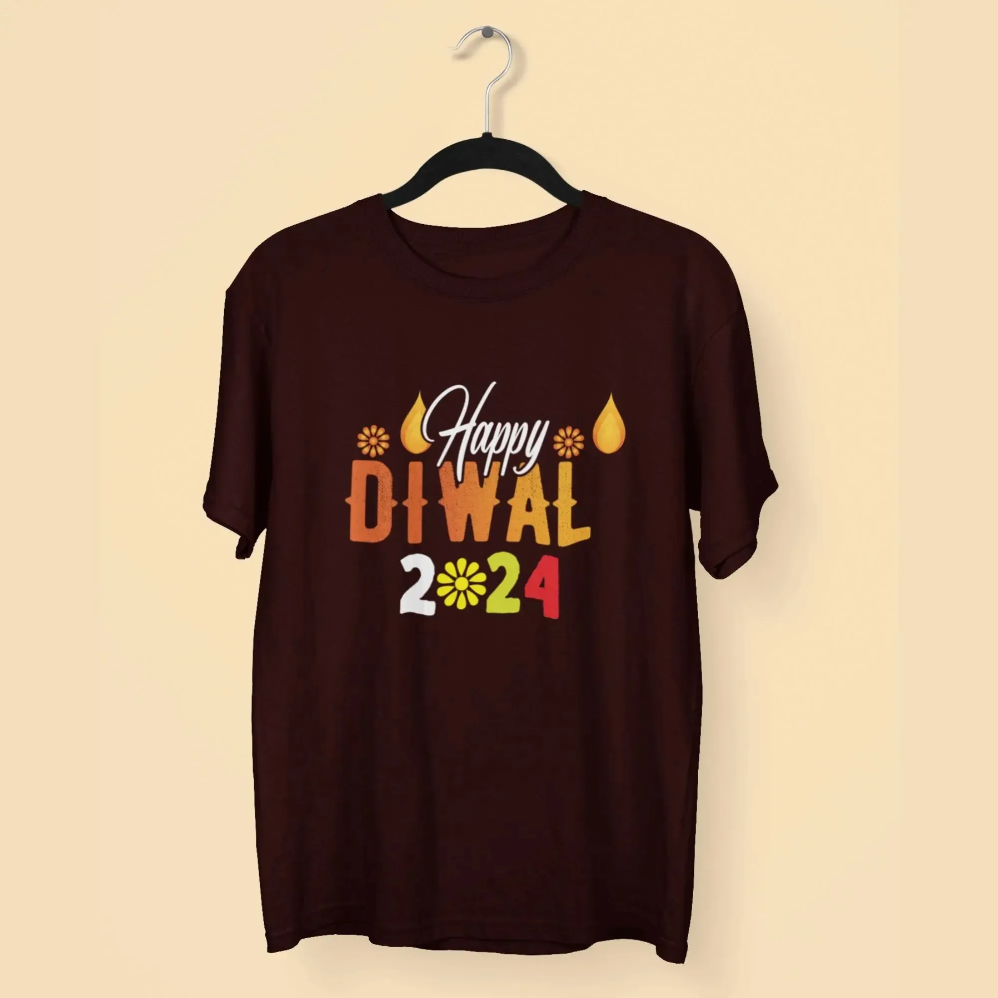 Happy Diwali 2024 Round Neck Half Sleeve Classic T-Shirt