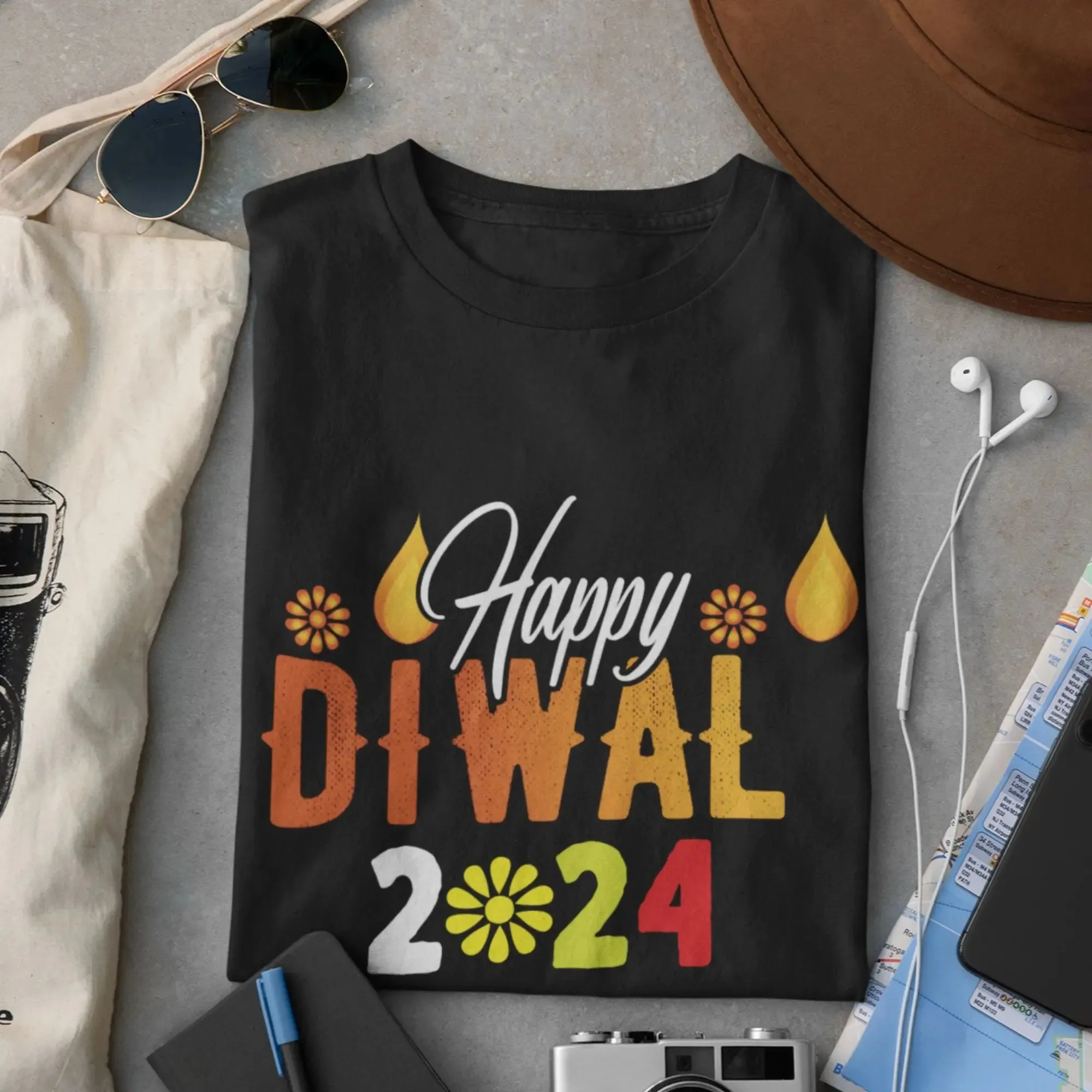 Happy Diwali 2024 Round Neck Half Sleeve Classic T-Shirt