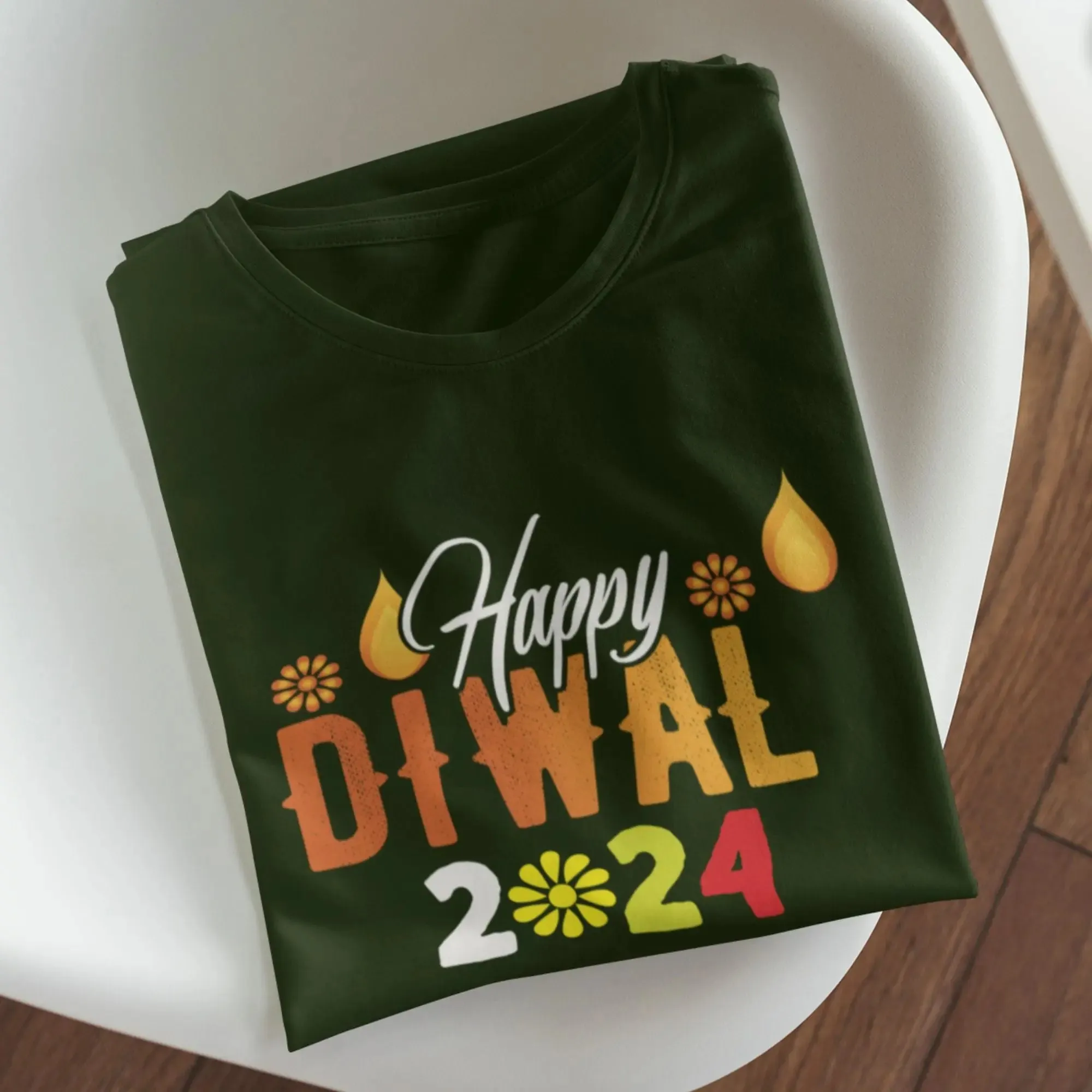 Happy Diwali 2024 Round Neck Half Sleeve Classic T-Shirt