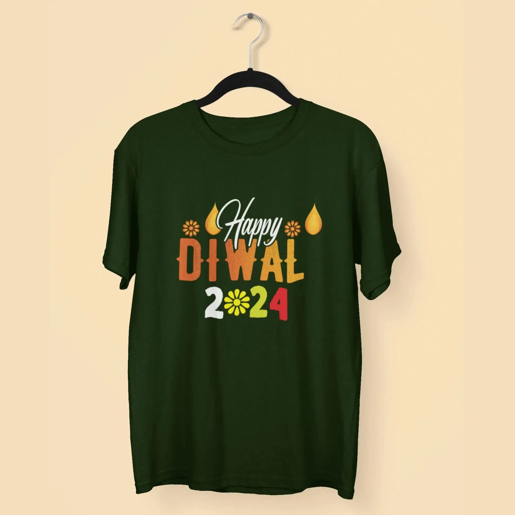 Happy Diwali 2024 Round Neck Half Sleeve Classic T-Shirt