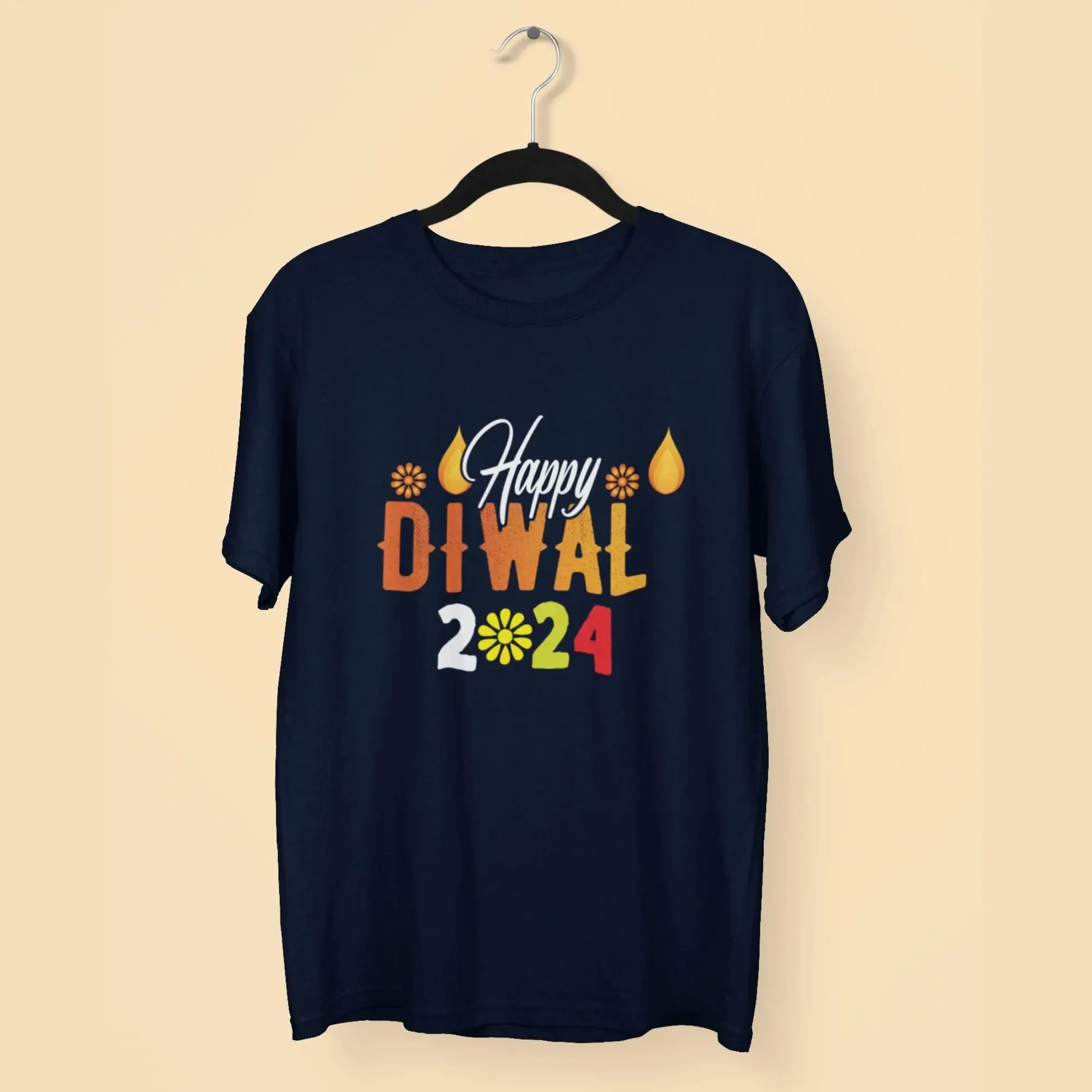 Happy Diwali 2024 Round Neck Half Sleeve Classic T-Shirt