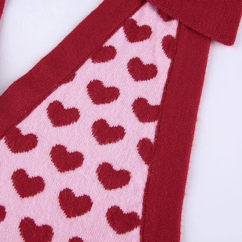 Heart-Print Knitted Vest