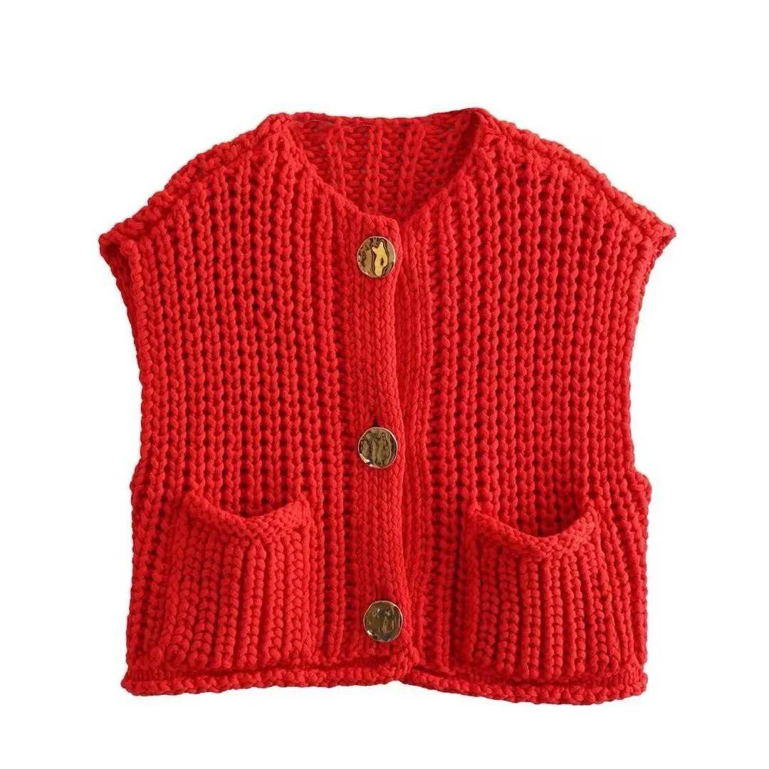 Helina sleeveless short knitted cardigan vest