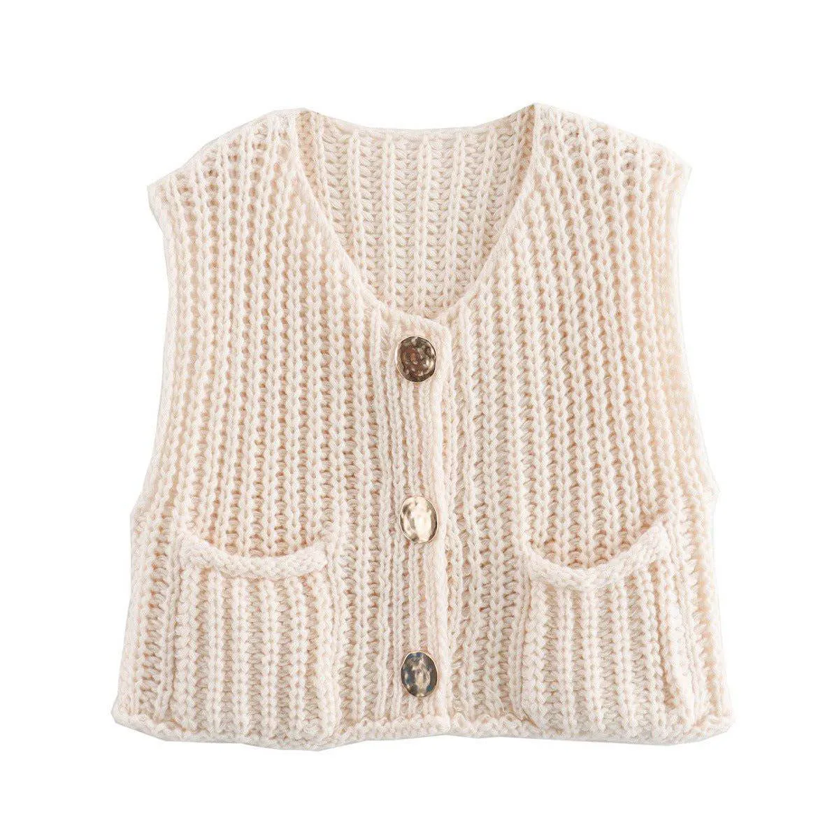 Helina sleeveless short knitted cardigan vest