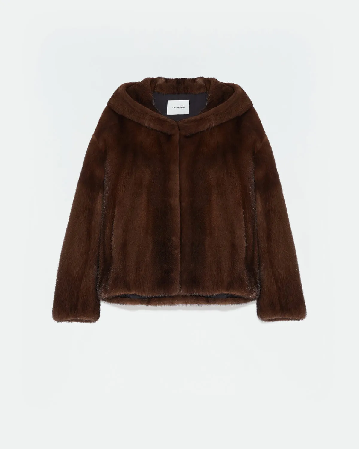 Hooded jacket in long-haired mink fur