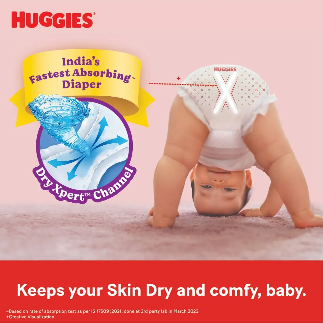 Huggies Complete Comfort Wonder Pants Large (L) Size (9-14 Kgs) Baby Diaper Pants, 42 count| India's Fastest Absorbing Diaper with upto 4x faster absorption | Unique Dry Xpert Channel