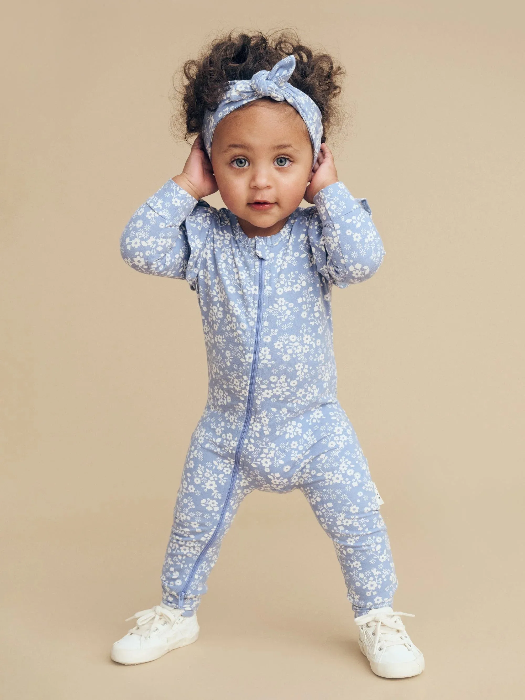 HUXBABY -  FLORAL LAKE ZIP ROMPER