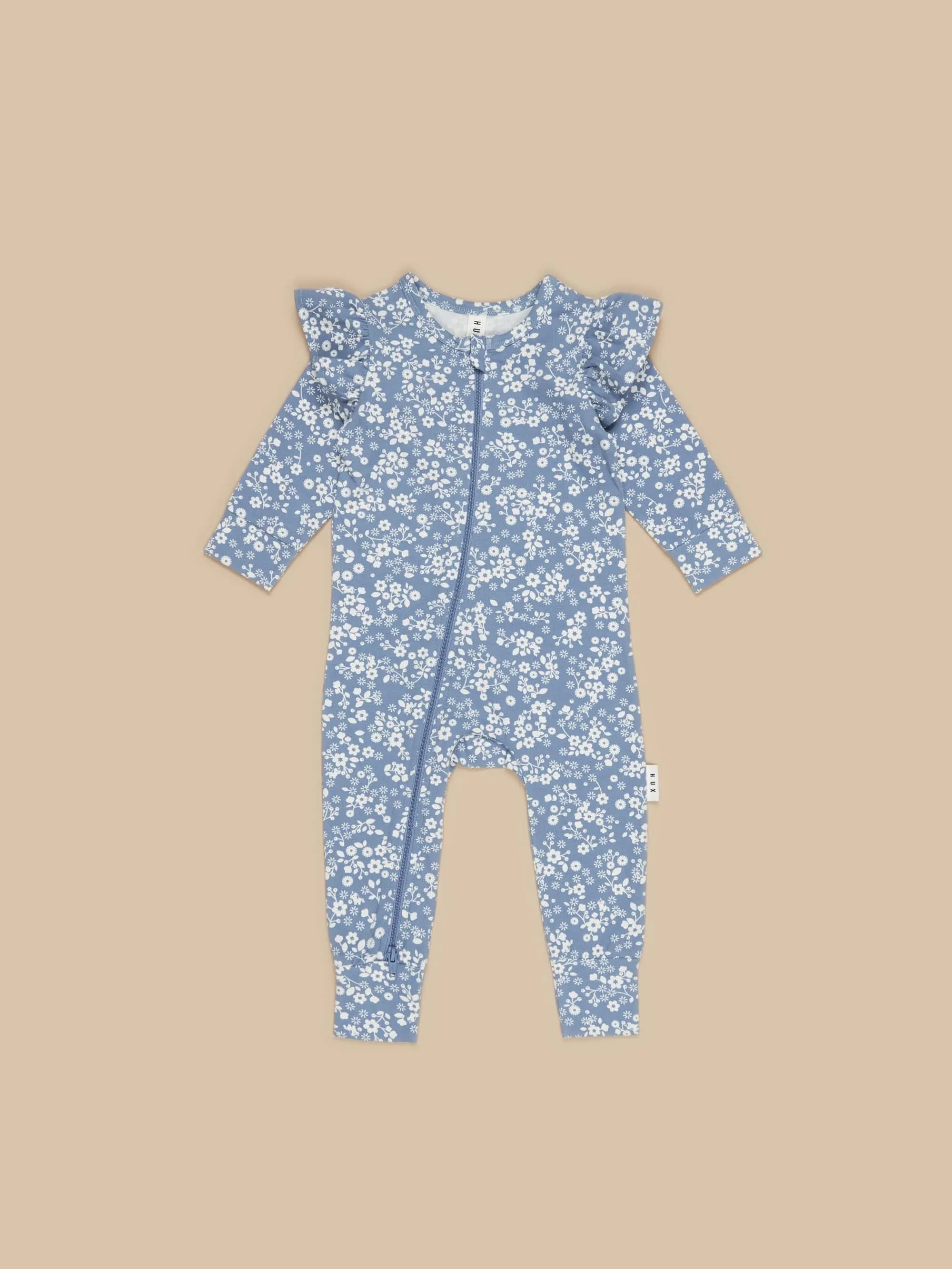 HUXBABY -  FLORAL LAKE ZIP ROMPER