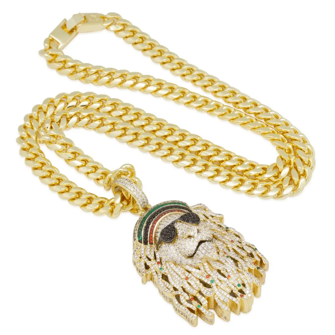 Icy Rasta Lion Necklace