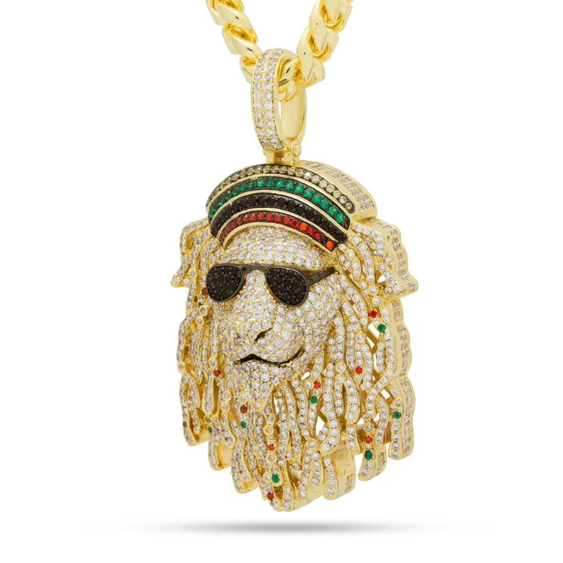 Icy Rasta Lion Necklace