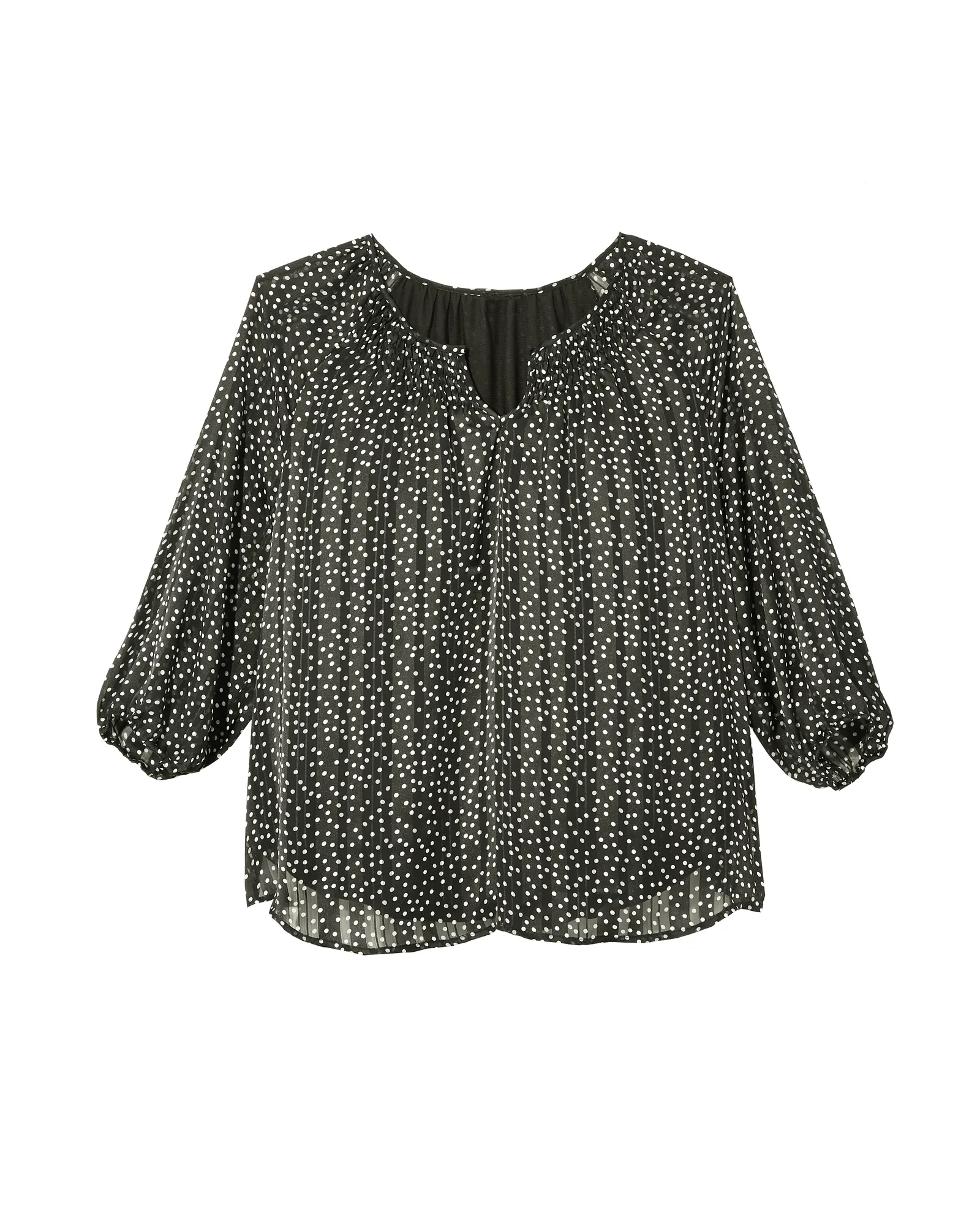 Jade 3/4 Sleeve Smocked Blouse | Black