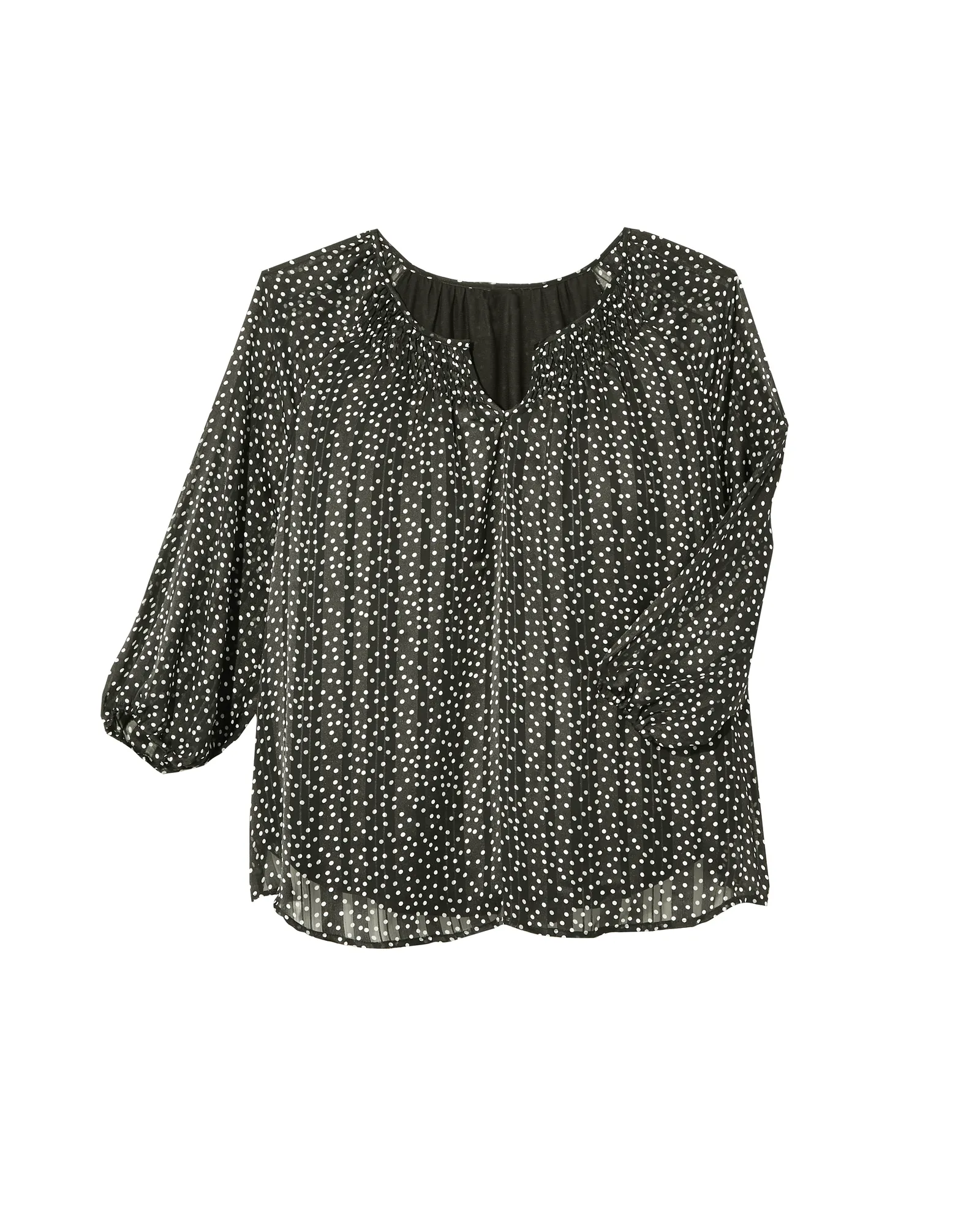 Jade 3/4 Sleeve Smocked Blouse | Black