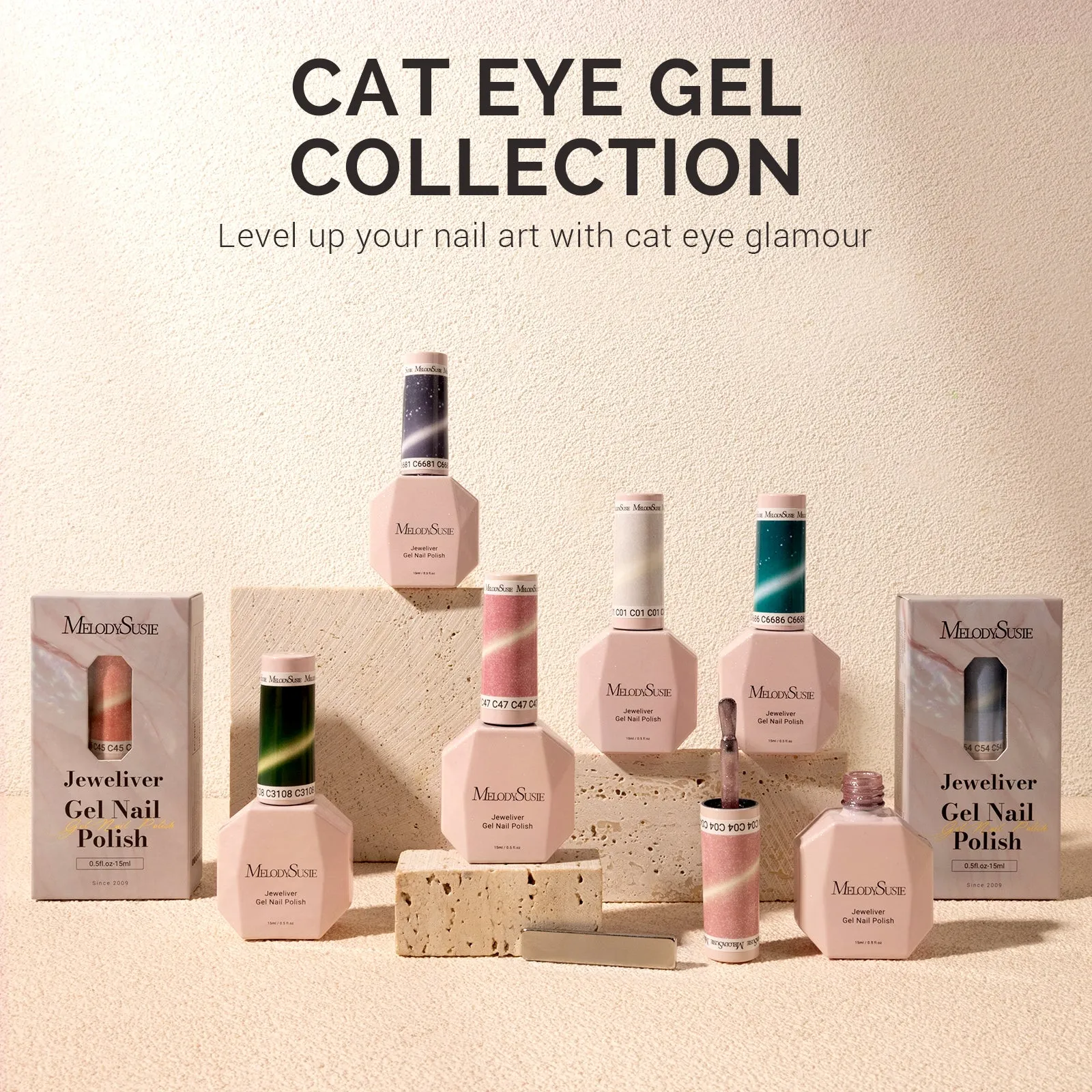 Jeweliver Cat Eye Gel Polish 0.5 fl oz/15ml - Rose Pink C47