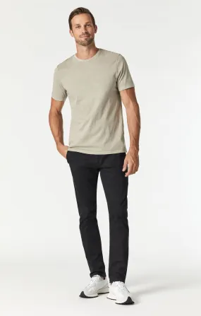 JOHNNY SLIM CHINO PANTS IN BLACK SATEEN TWILL