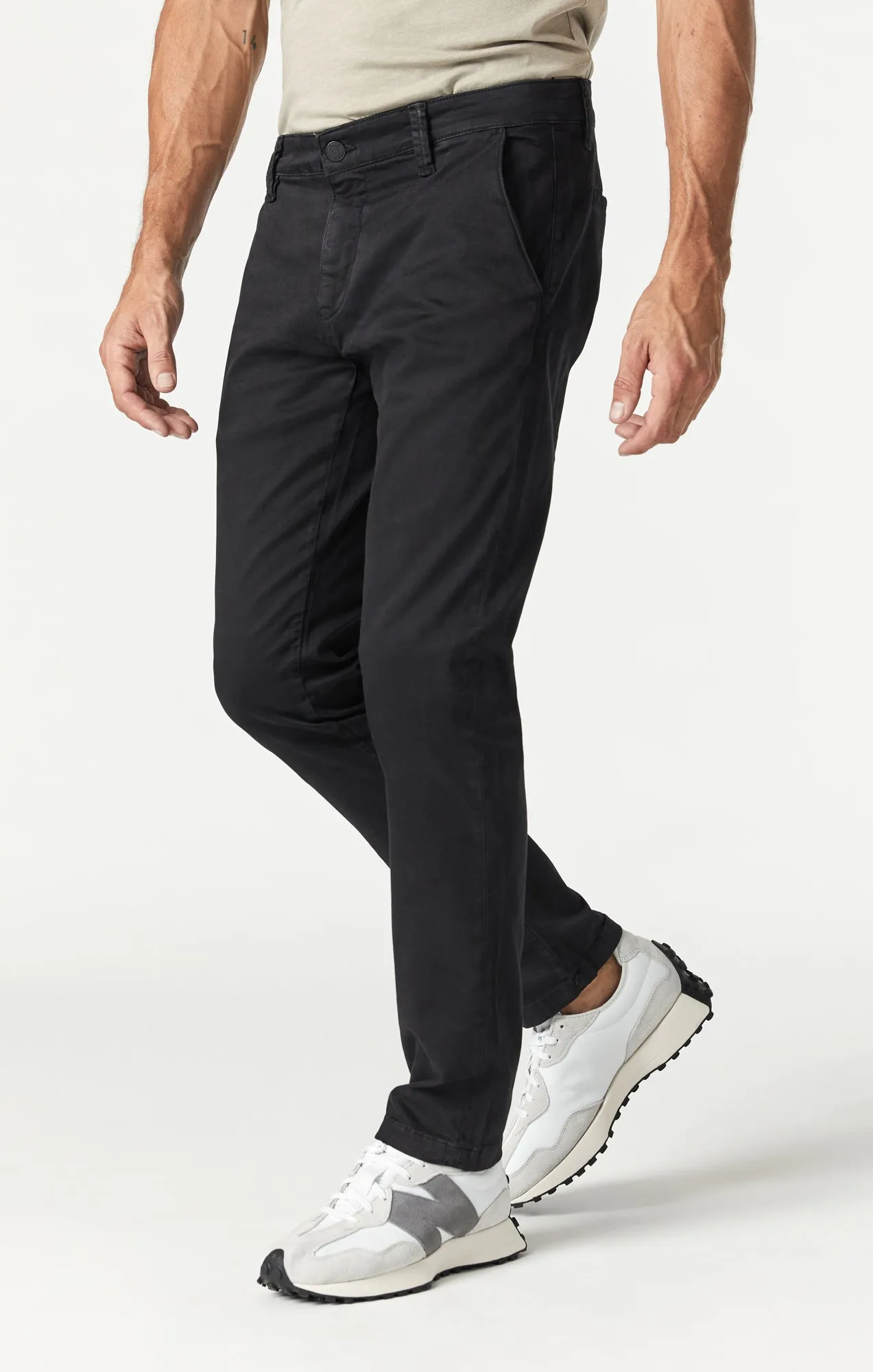 JOHNNY SLIM CHINO PANTS IN BLACK SATEEN TWILL