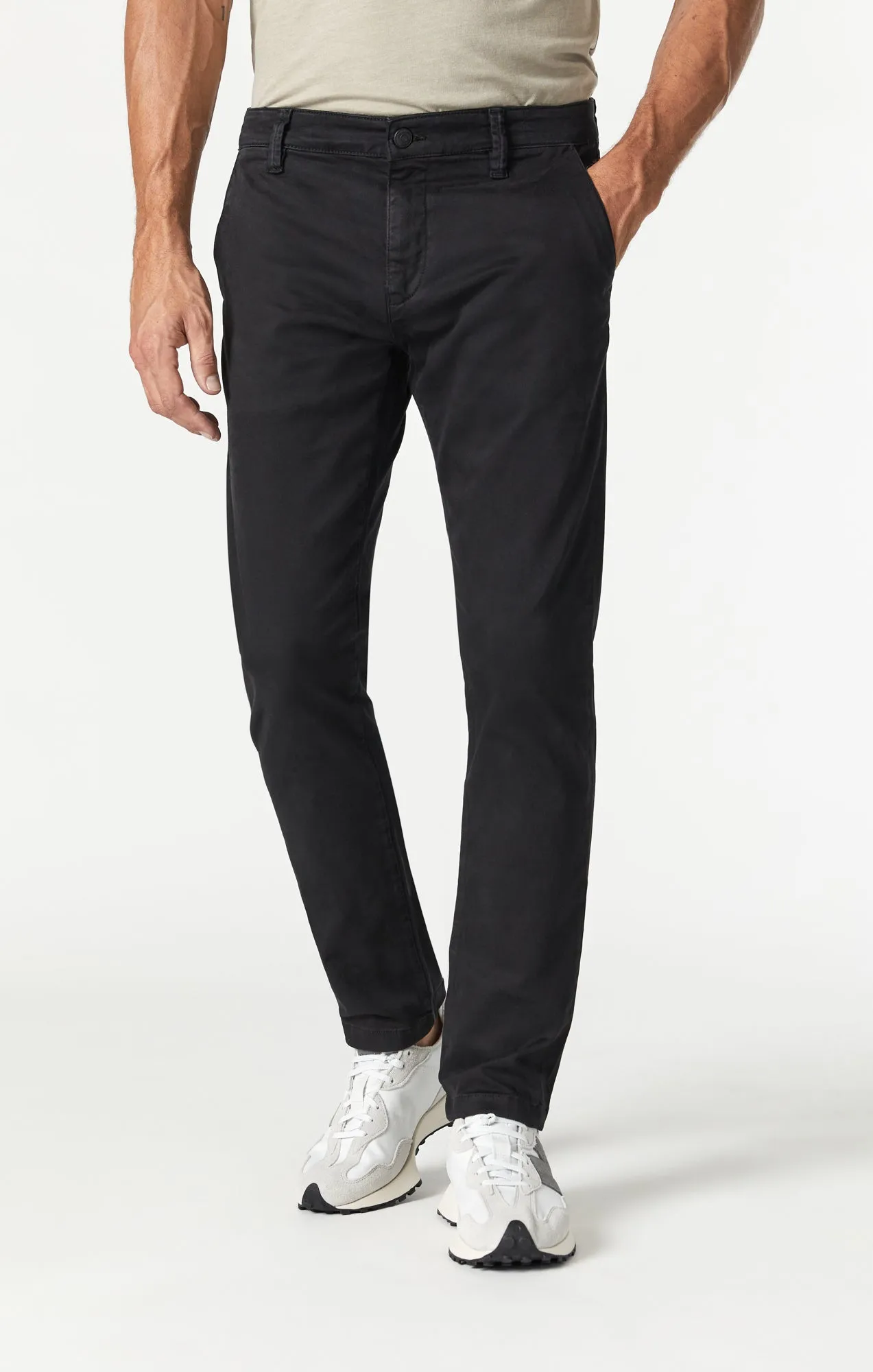 JOHNNY SLIM CHINO PANTS IN BLACK SATEEN TWILL