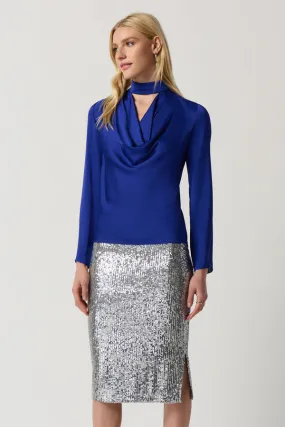 Joseph Ribkoff Sapphire Blue Draped Neck Top