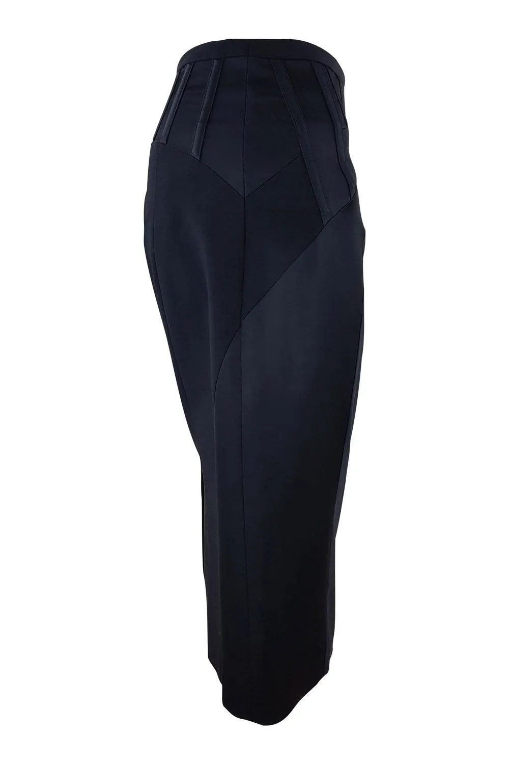 KAREN MILLEN Black Boned Fitted Pencil Skirt (UK 10)