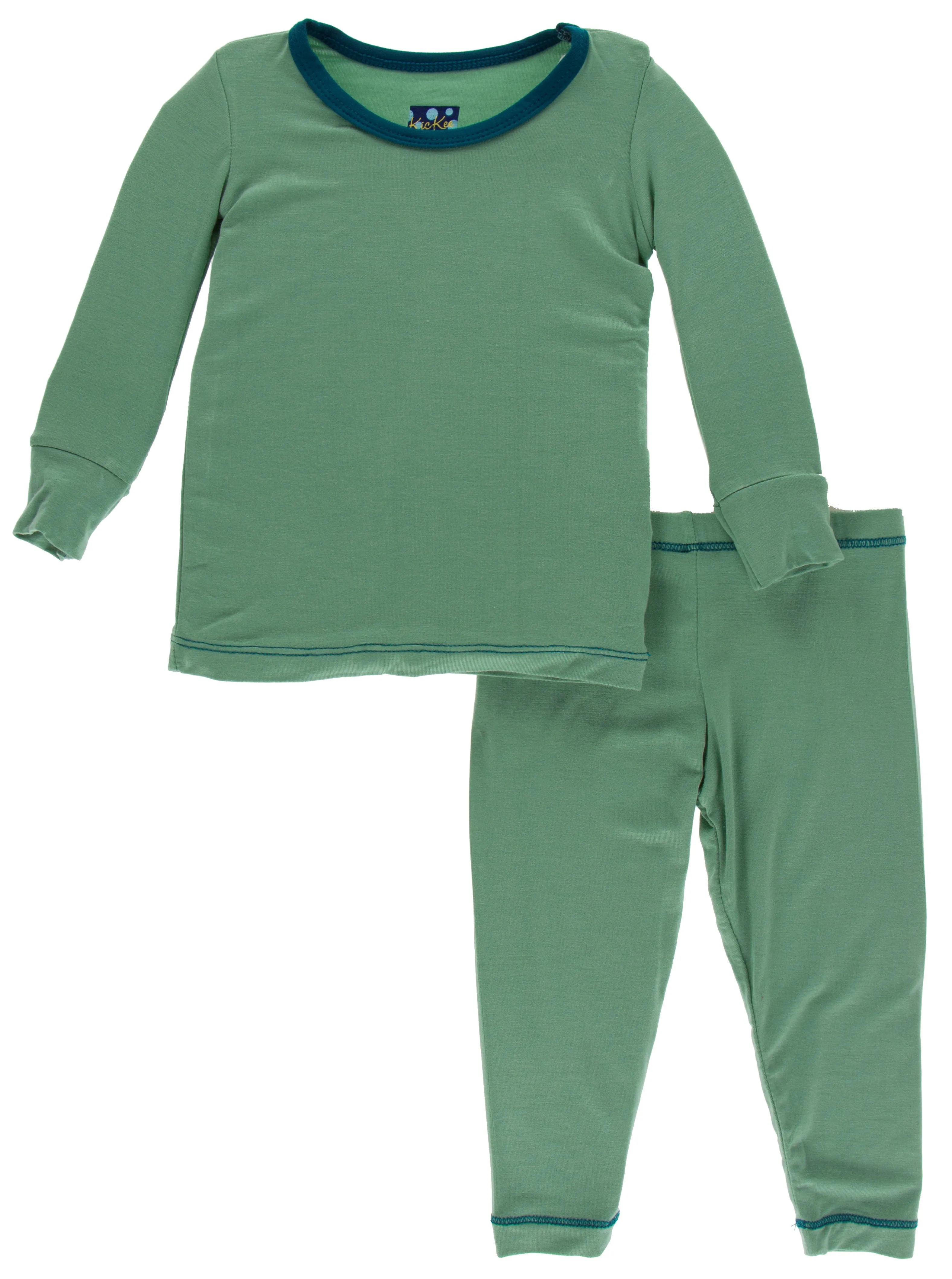 KicKee Pants Solid Shore with Heritage Blue L/S Pajama Set with Pants