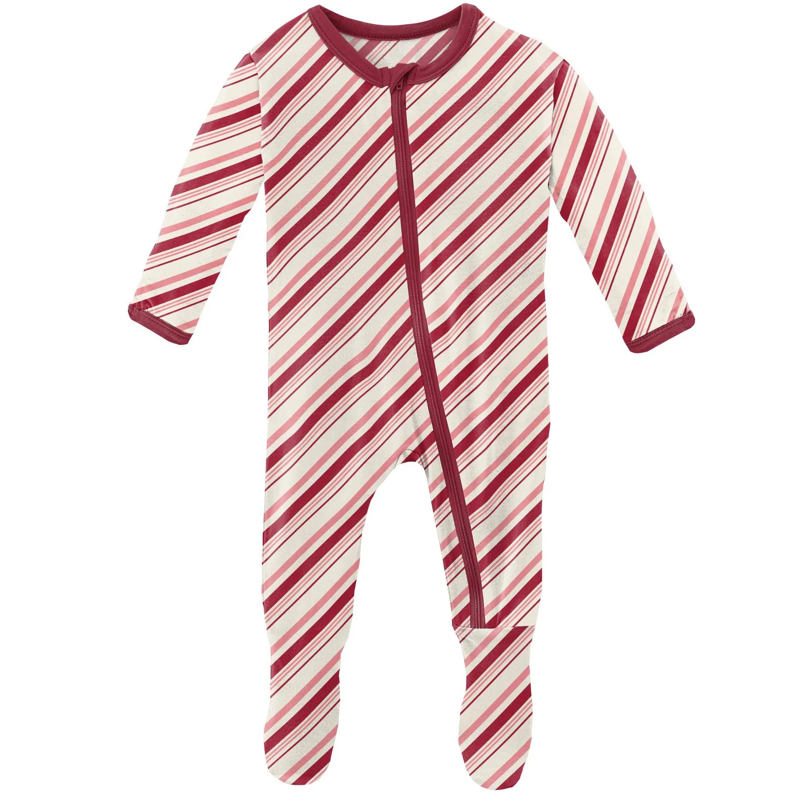 KicKee Pants Strawberry Candy Cane Stripe Footie with Zipper