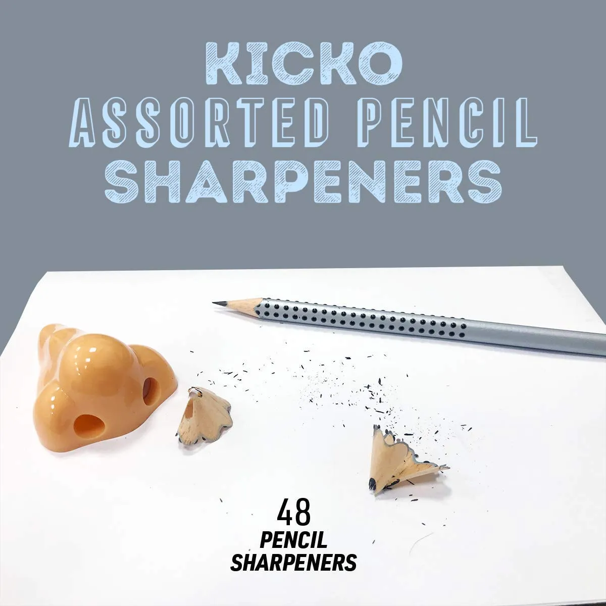 Kicko Assorted Pencil Sharpeners - 48 Pack, 1 to 2.5 Inch - Various Designs - Owl, Nose